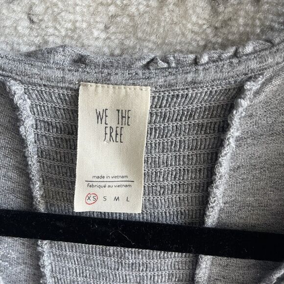 We the Free Linen Blend Boho Top Oversize XS Slouchy Keyhole V Neck Heather Knit - Picture 6 of 13